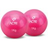14273 bola tonificadora com peso caixa c 2 unidades acte 1 quilo rosa