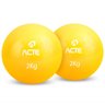 14274 bola tonificadora com peso caixa c 2 unidades acte 2 quilos amarela