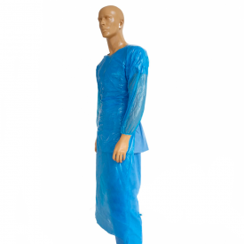 13975 avental plastico c manga e elastico descartavel pct c 50 und azul estereli med